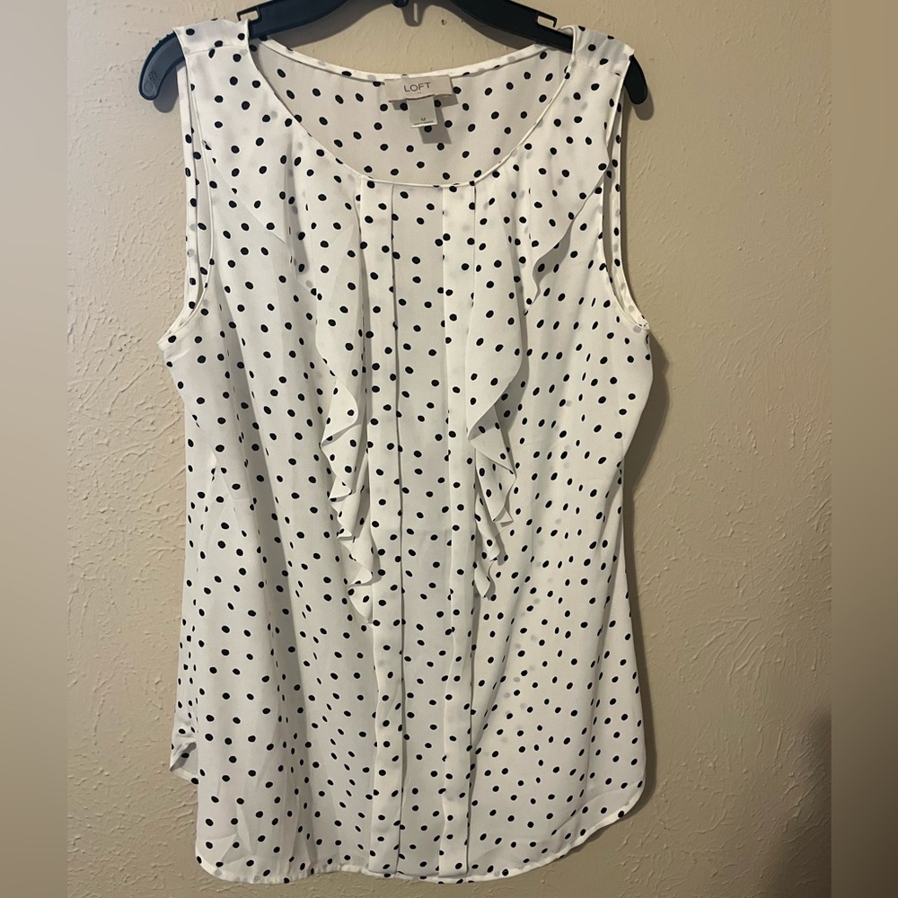 LOFT polka dot ruffled tank, Size M